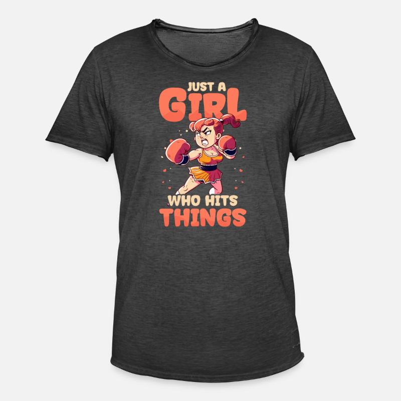 Boxendes Mädchen hat Dinge getroffen - Männer Vintage T-Shirt - Vintage Schwarz