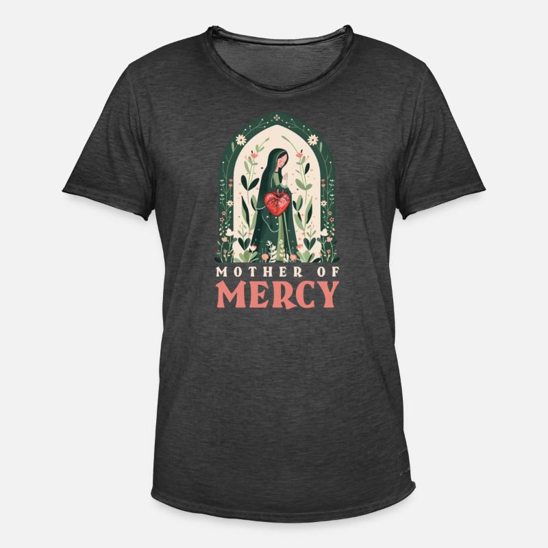 Jungfrau Maria Mutter der Barmherzigkeit - Männer Vintage T-Shirt - Vintage Schwarz