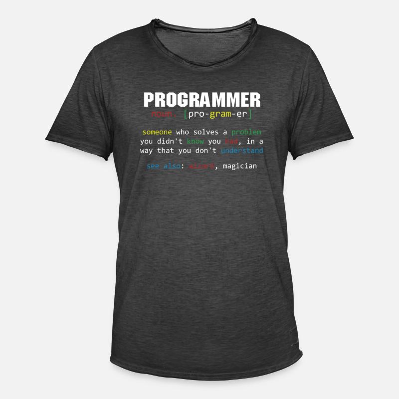 Programmer Definition Coder Programming Coding - Men's Vintage T-Shirt - washed black