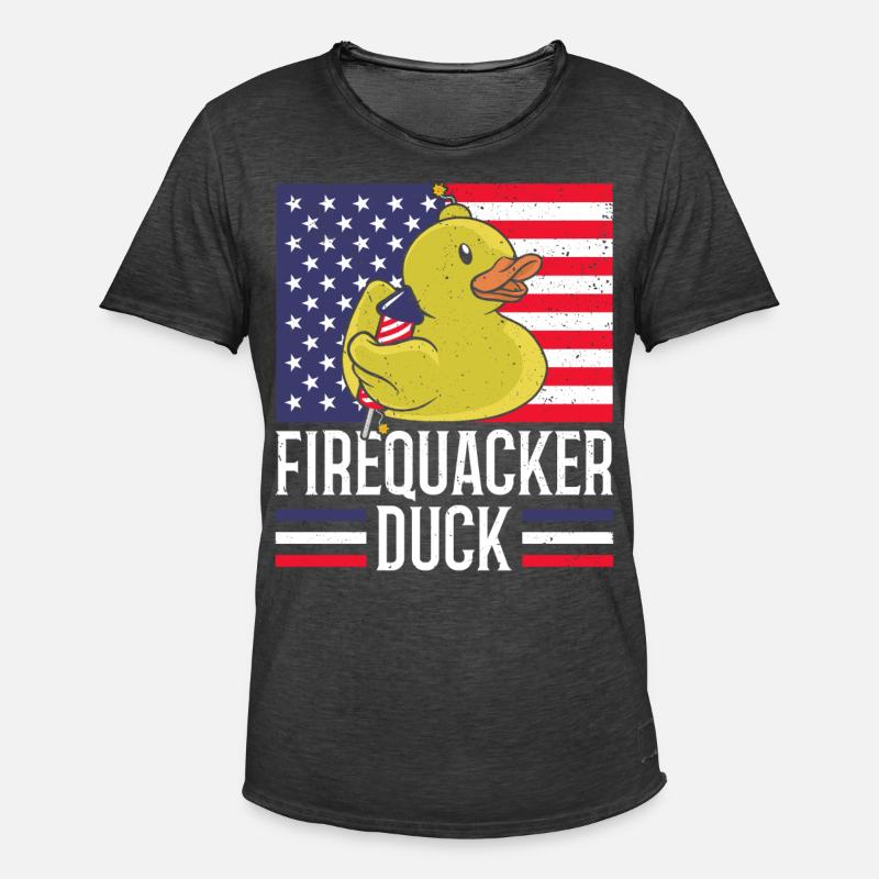 Firequacker Duck 4. Juli Firecracker - Männer Vintage T-Shirt - Vintage Schwarz
