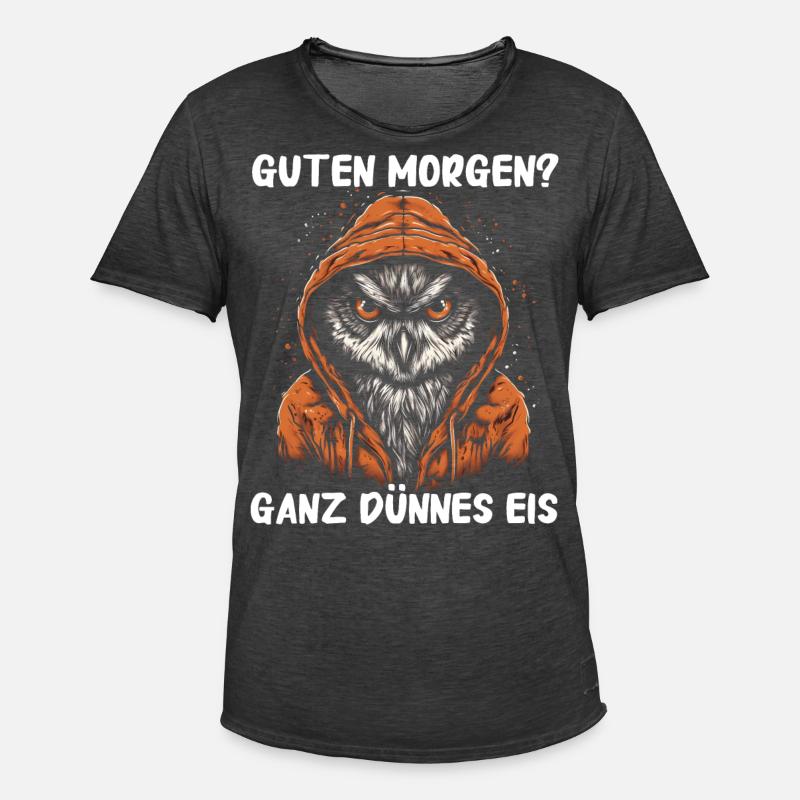 Nachteule Eule Eulen Vogel - Männer Vintage T-Shirt - Vintage Schwarz