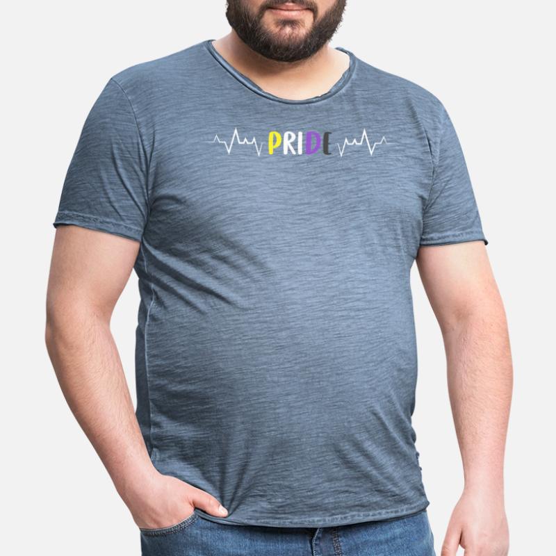 Nonbinary Pride Heartbeat Pride Non Binary Flag Men's Vintage T-Shirt
