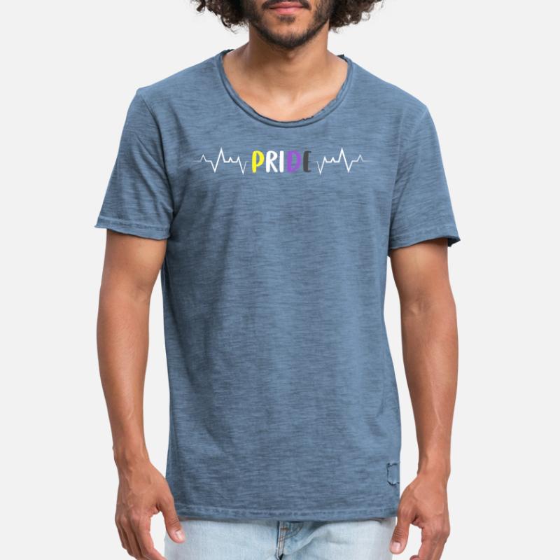 Nonbinary Pride Heartbeat Pride Non Binary Flag Men's Vintage T-Shirt