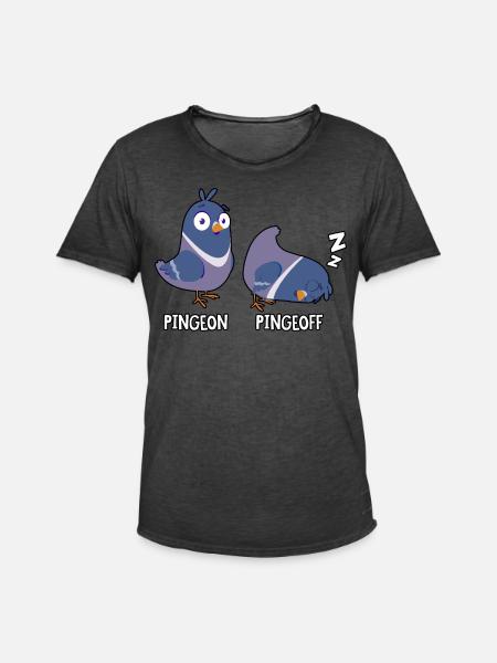 Pingeon Pingeoff - Männer Vintage T-Shirt - Vintage Schwarz