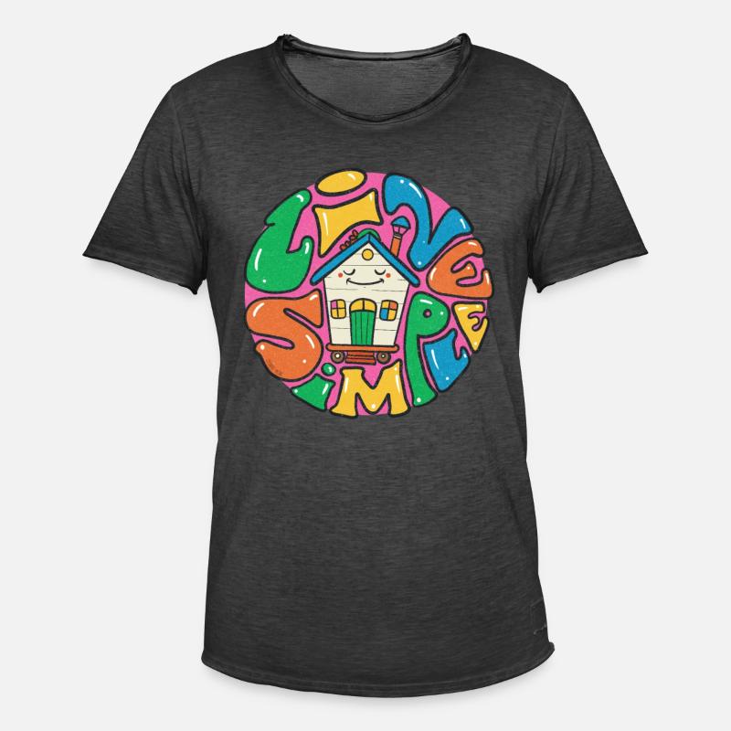 Lebe ein einfaches Tiny House - Männer Vintage T-Shirt - Vintage Schwarz