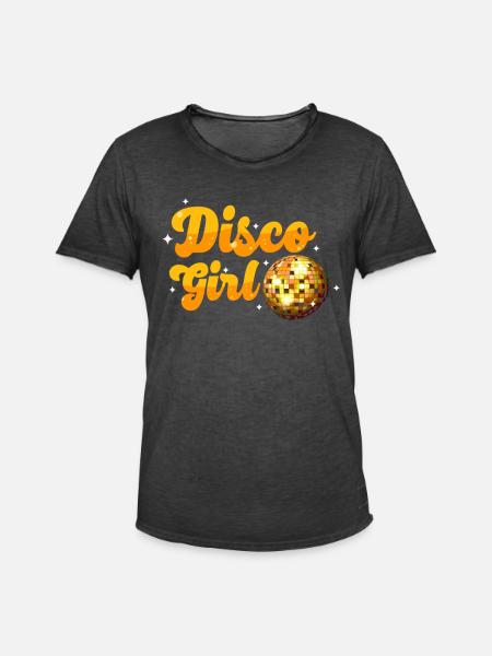 Disco-M�dchen Retro-Diskothek Disco-Tanzende Frau - Männer Vintage T-Shirt - Vintage Schwarz