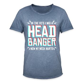 Funny Heavy Metal Headbanging - Men's Vintage T-Shirt - vintage denim - Front - Jose (178cm)