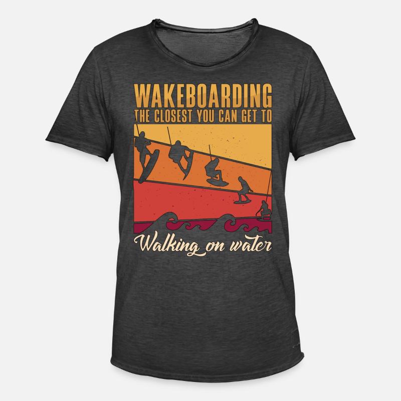 Wakeboard Wake Wakeboarden Wakeboarder Geschenk - Männer Vintage T-Shirt - Vintage Schwarz