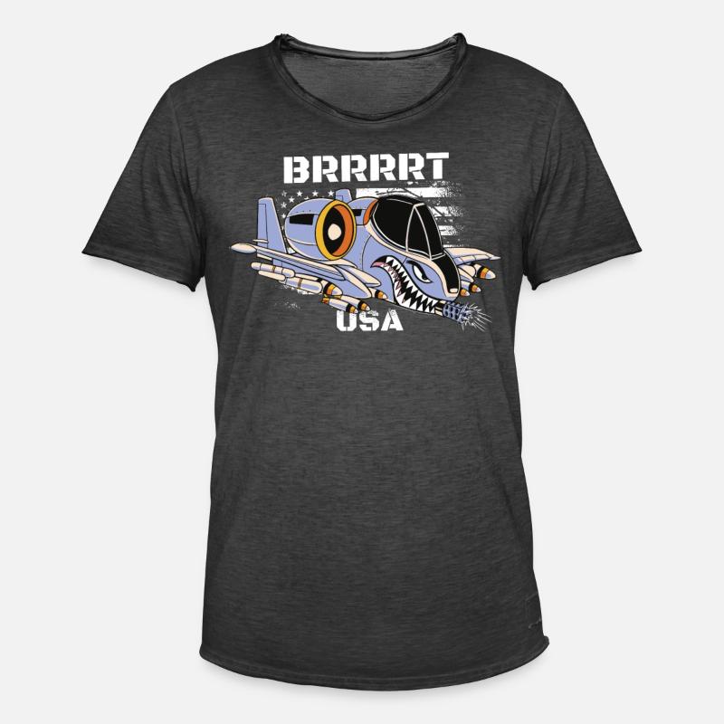 A-10-Warimogflugzeug A10 Thunderbird Brrrrrt - Männer Vintage T-Shirt - Vintage Schwarz