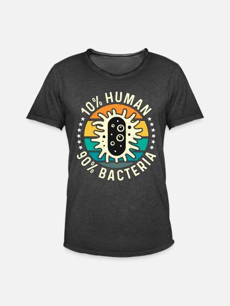 Microbiólogo 10% Humano 90% Microbiología de bacterias - Camiseta vintage hombre - negro vintage
