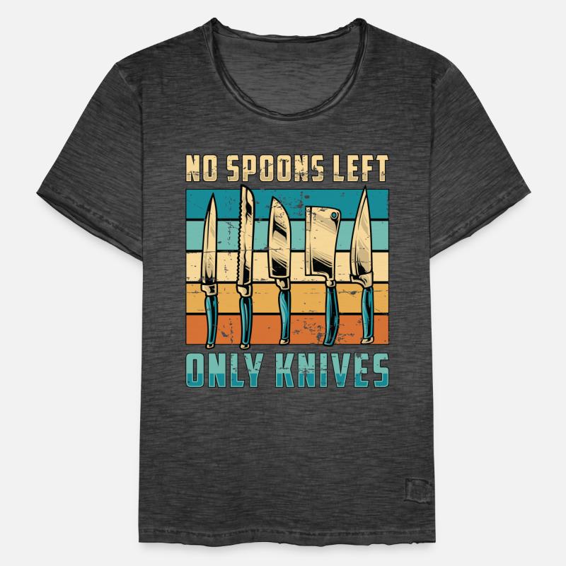 Blade Forging No Spoons Left Knife Making Retro Männer Vintage T-Shirt