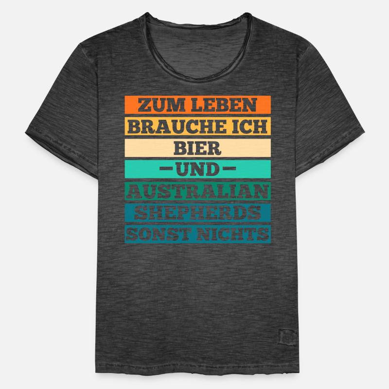 Bier Australian Shepherd Hund Aussie Männer Vintage T-Shirt