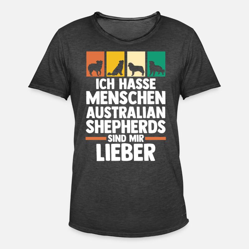 Australian Shepherd Hund Aussie - Männer Vintage T-Shirt - Vintage Schwarz