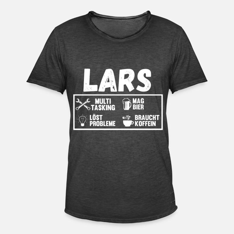 Lars - Männer Vintage T-Shirt - Vintage Schwarz