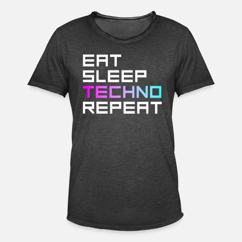 eat sleep techno repeat - Männer Vintage T-Shirt - Vintage Schwarz