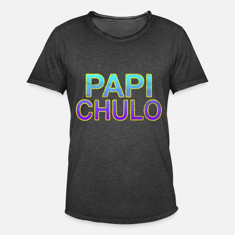 Papi Chulo - Stylischer Schriftzug - Männer Vintage T-Shirt - Vintage Schwarz