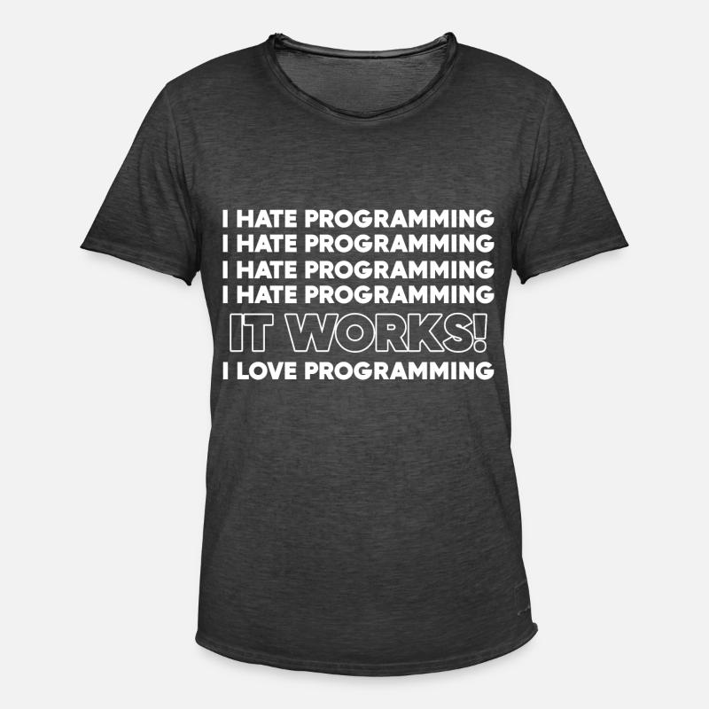 Ich hasse Programmierung Programmierer Geschenk - Männer Vintage T-Shirt - Vintage Schwarz
