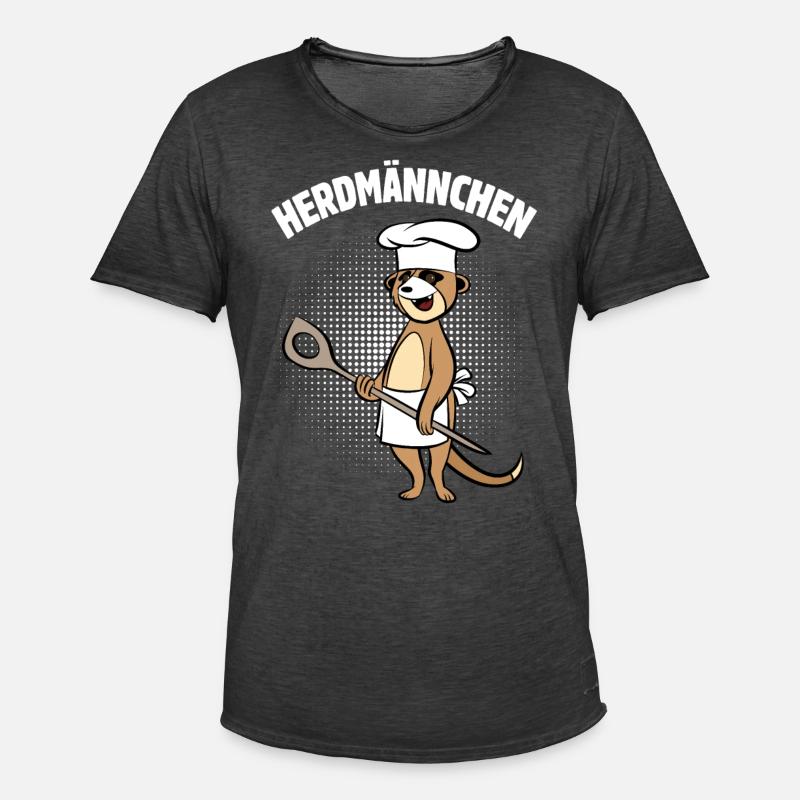Herdmännchen - Erdmännchen mit Kochlöffel - Männer Vintage T-Shirt - Vintage Schwarz