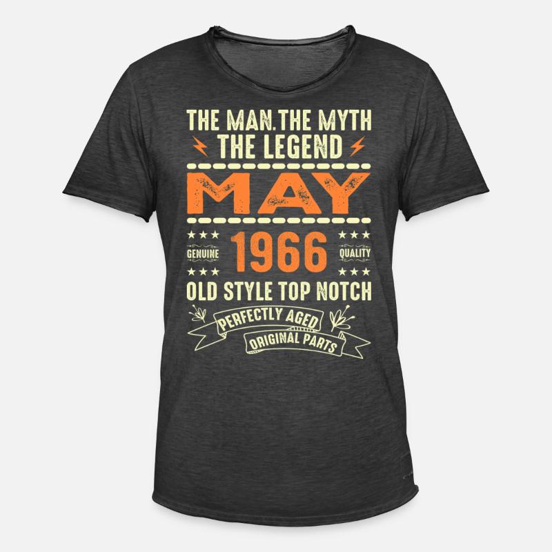 Birthday May 1966 - May 1966 - Men's Vintage T-Shirt - washed black