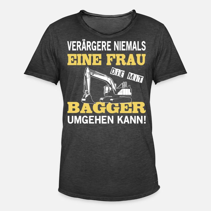 Baggerfahrer Sprüche Bagger Baggerführer Baustelle - Männer Vintage T-Shirt - Vintage Schwarz