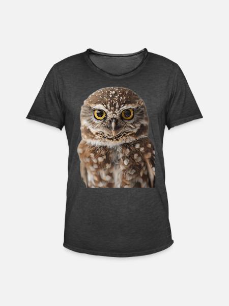 Eule - Männer Vintage T-Shirt - Vintage Schwarz