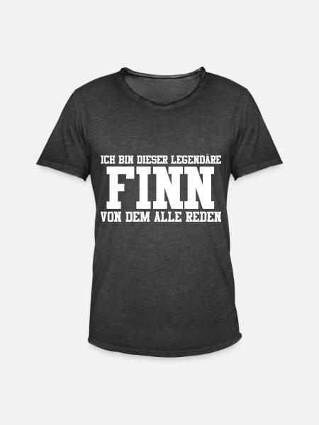 Finn Name Design - Männer Vintage T-Shirt - Vintage Schwarz