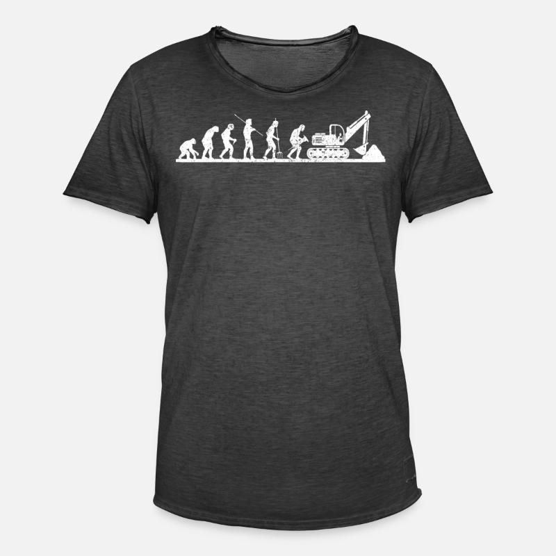 Lustiges Baggerfahrer Bagger Evolution baggern - Männer Vintage T-Shirt - Vintage Schwarz