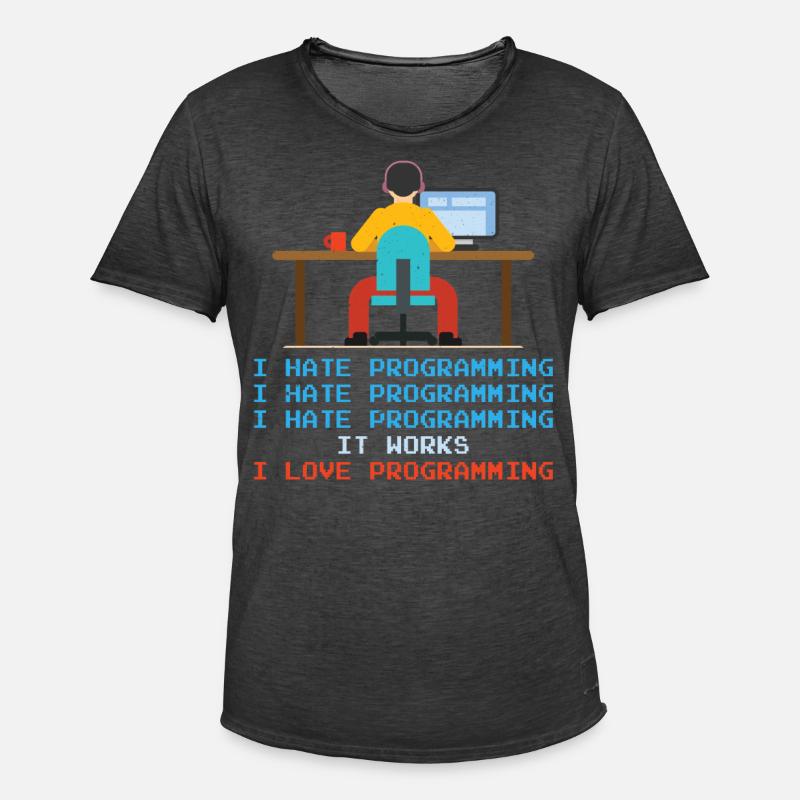 Programmer - I Hate Programming - Men's Vintage T-Shirt - washed black