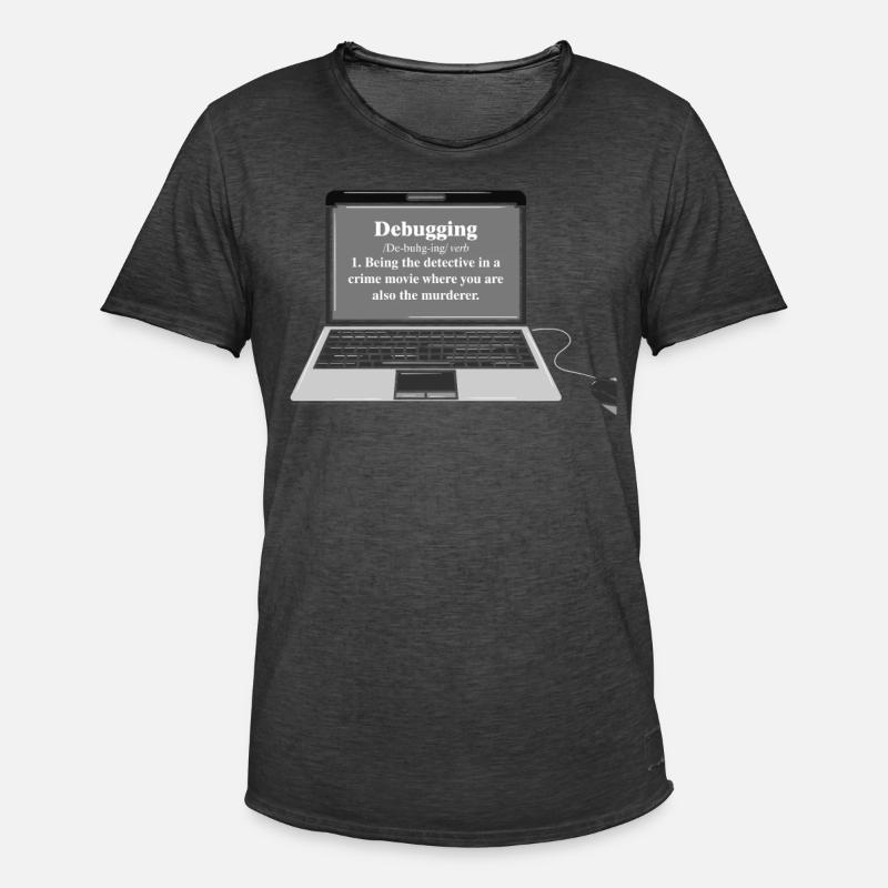 Funny Computer Debugging Programmer Design - Men's Vintage T-Shirt - washed black