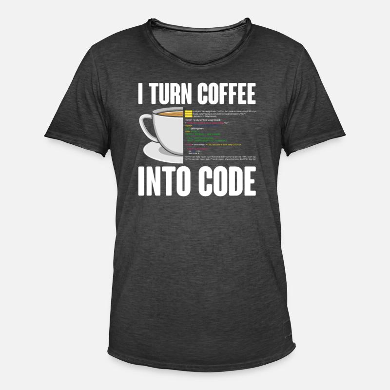 Lustiges Computer Kaffee Programmierer Design - Männer Vintage T-Shirt - Vintage Schwarz
