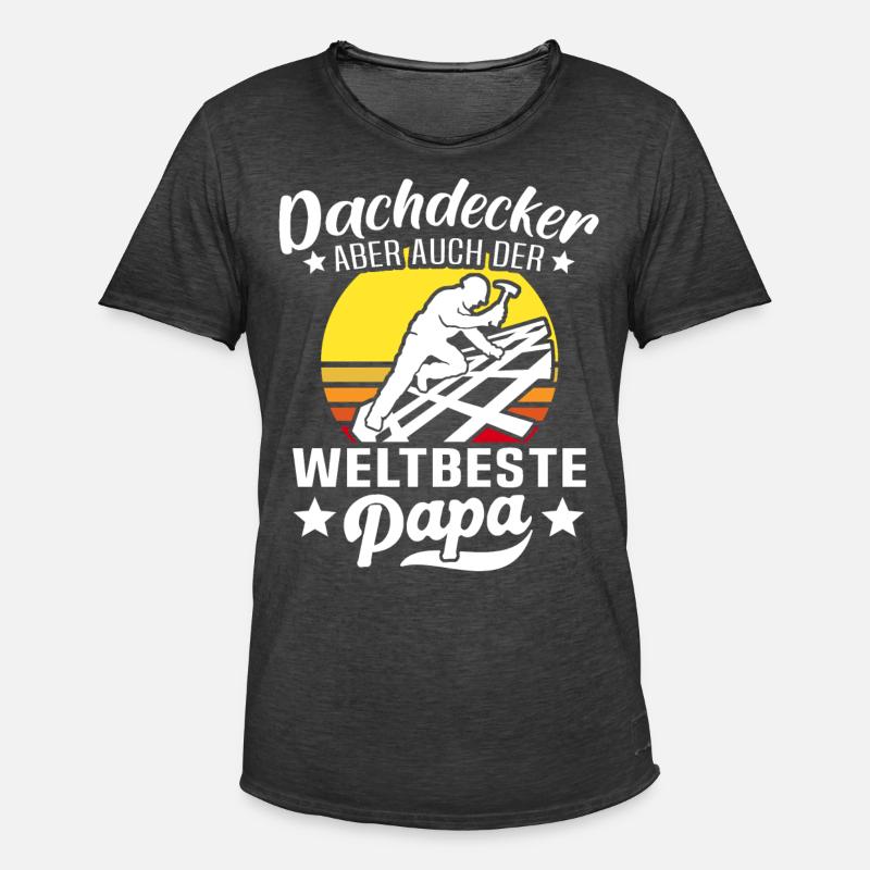 Papa Dachdecker Vater Dachdecken - Männer Vintage T-Shirt - Vintage Schwarz