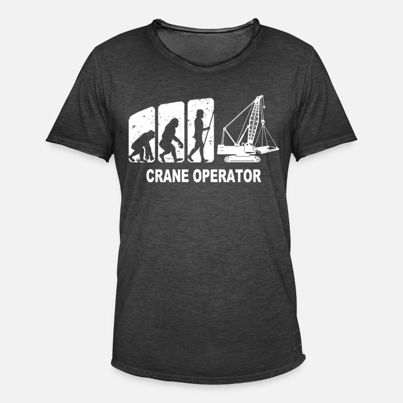 Kranführer Evolution Kranfahrer - Männer Vintage T-Shirt - Vintage Schwarz