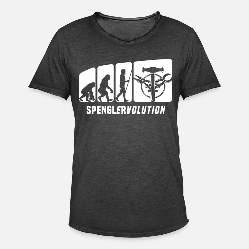 Bauspengler Evolution Spengler - Männer Vintage T-Shirt - Vintage Schwarz