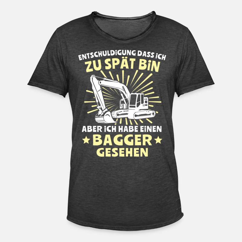 Baggerfuehrer Baggerfahrer - Männer Vintage T-Shirt - Vintage Schwarz