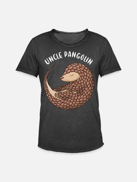 Uncle Pangolin - Men's Vintage T-Shirt - washed black