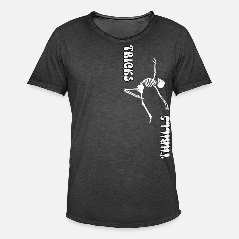TRICKS ODER NERVENKITZEL, HALLOWEEN-SKELETTTANZ - Männer Vintage T-Shirt - Vintage Schwarz