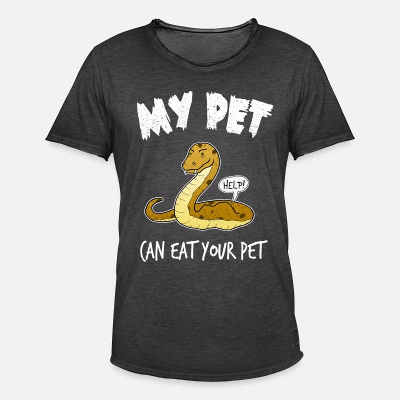 Schlange Python Haustier Lustig Geschenk - Männer Vintage T-Shirt - Vintage Schwarz