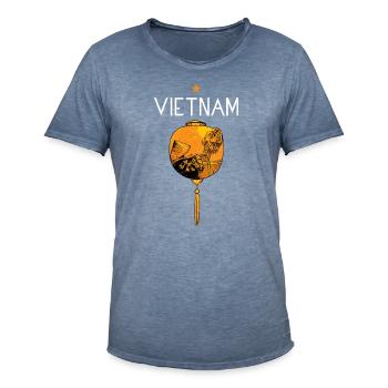 Vietnam I Hanoi Scooter Pho Bo Motif de voyage pour - T-shirt vintage Homme - vintage bleu jeans - Devant - Jose (178cm)