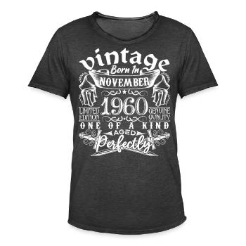 1960 Novembre 1960 anniversaire November 1960 - T-shirt vintage Homme - noir vintage - Devant