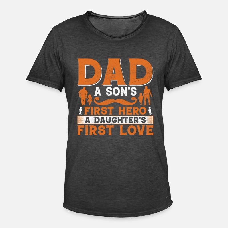 Padre e figlio - padre e figlia dono padre - Maglietta vintage da uomo - nero antico