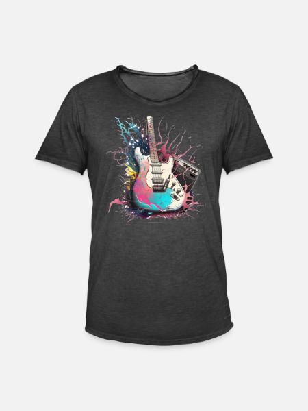 Schräge E-Gitarre - Männer Vintage T-Shirt - Vintage Schwarz