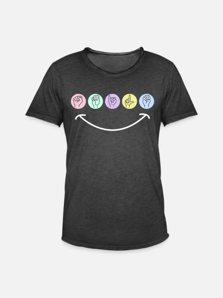 Gebärdensprache Für Gehörlose - Männer Vintage T-Shirt - Vintage Schwarz