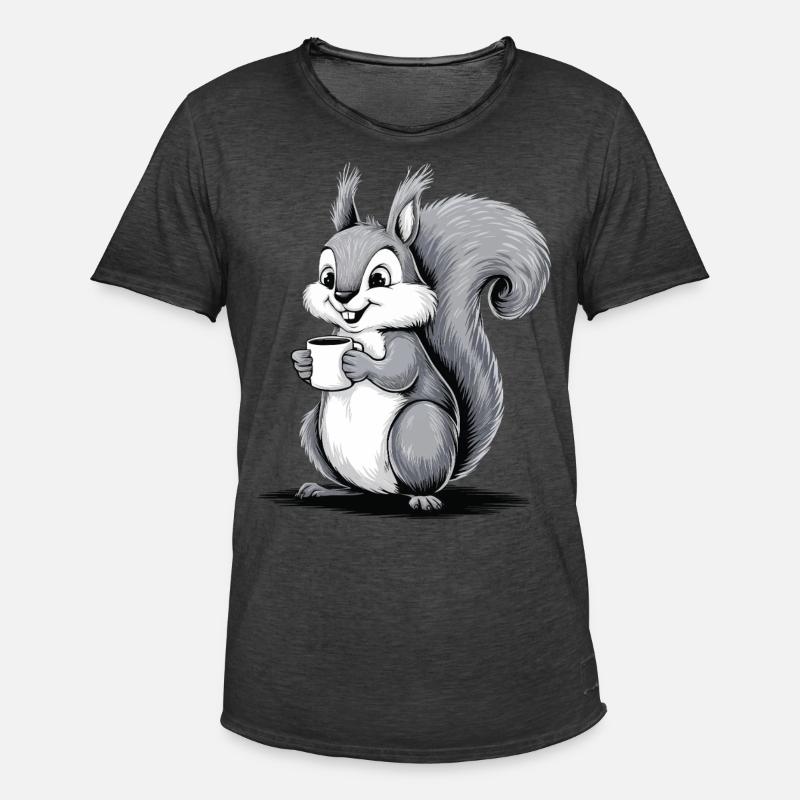 Eichhörnchen Eichhörnchen Kaffee trinken Koffein - Männer Vintage T-Shirt - Vintage Schwarz