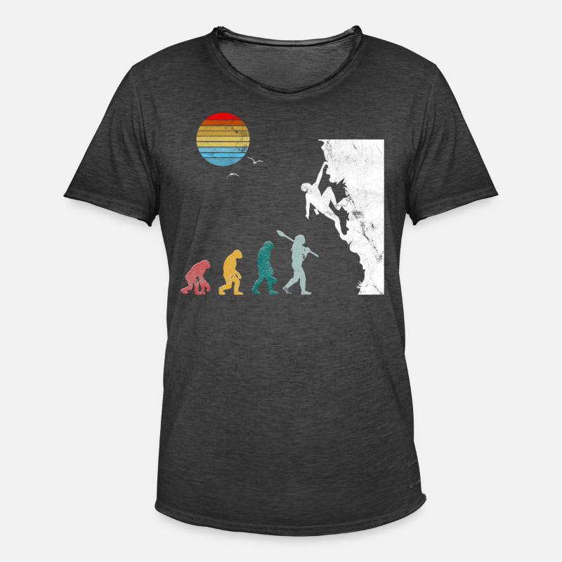 Bouldern Evolution Bergsteigen - Männer Vintage T-Shirt - Vintage Schwarz