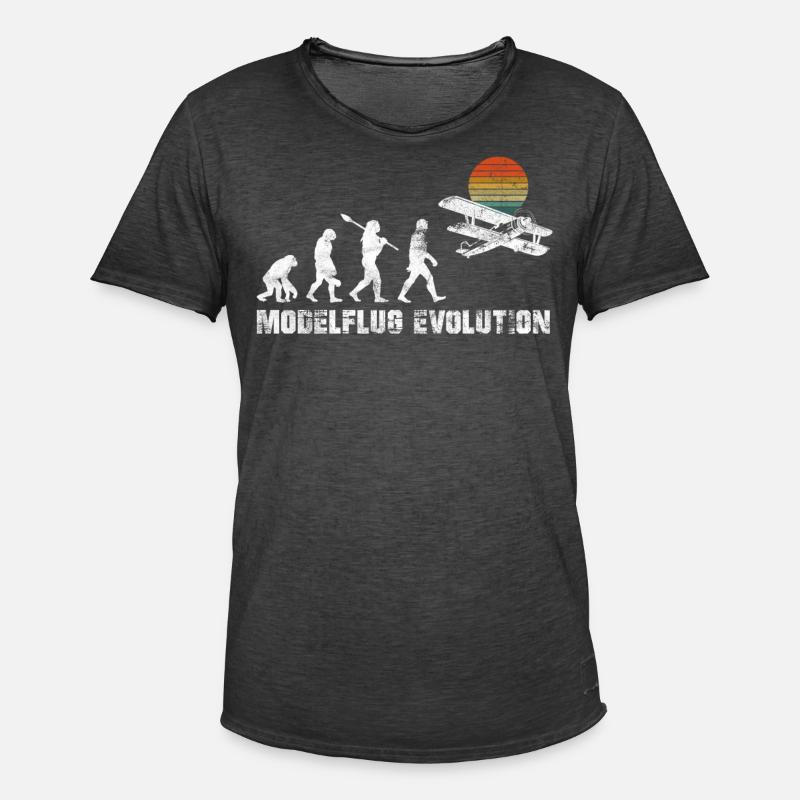 Modellflug Sport Evolution Pilot Flugzeug Spruch M - T-shirt vintage Homme - noir vintage
