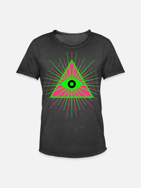 65 Altseende Guds øje Trekant Stråler - Herre vintage T-shirt - vintage-sort