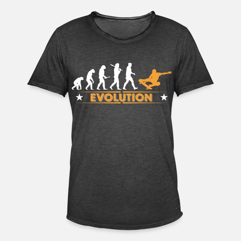 Skateboard Evolution - orange/weiss - Männer Vintage T-Shirt - Vintage Schwarz