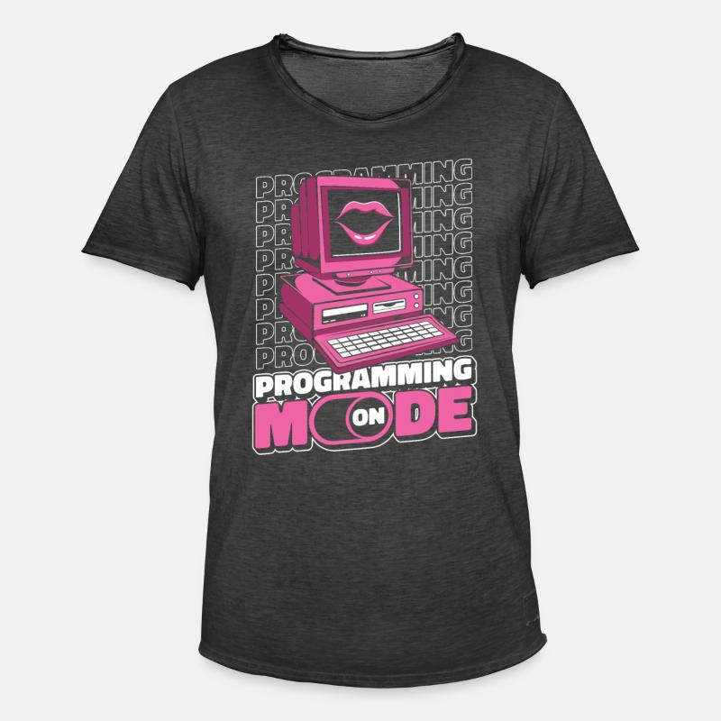 Developer Coder Programmer Lips - Men's Vintage T-Shirt - washed black