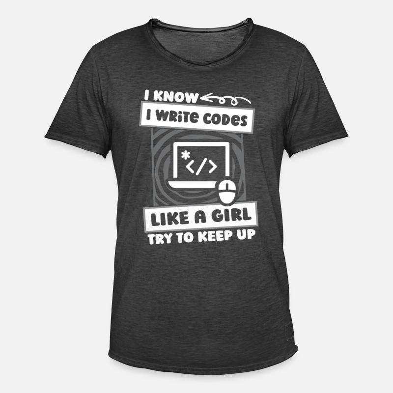 Developer Coder Programmer Girl - Men's Vintage T-Shirt - washed black