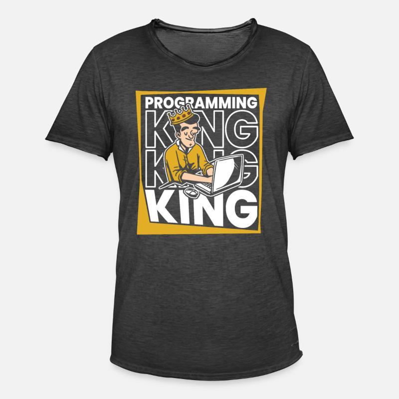 Développeur Coder Programmeur King - T-shirt vintage Homme - noir vintage